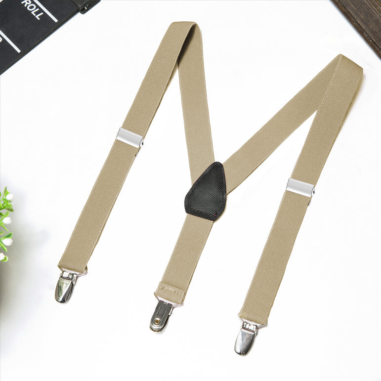 Buyless Fashion Adjustable Suspenders for Kids Toddlers Baby Elastic Solid Color 1 Inch - Y Back Design