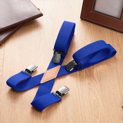 "Buyless Fashion Suspenders for Men - 48"" Adjustable Straps 1 1/4"" - X Back With Black Clips"