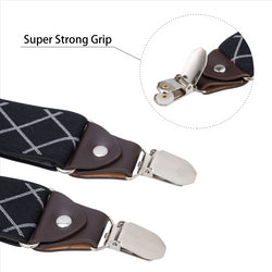 Buyless Fashion Suspenders for Men - 48" Elastic Adjustable Straps 1 1/4" - Y Shape