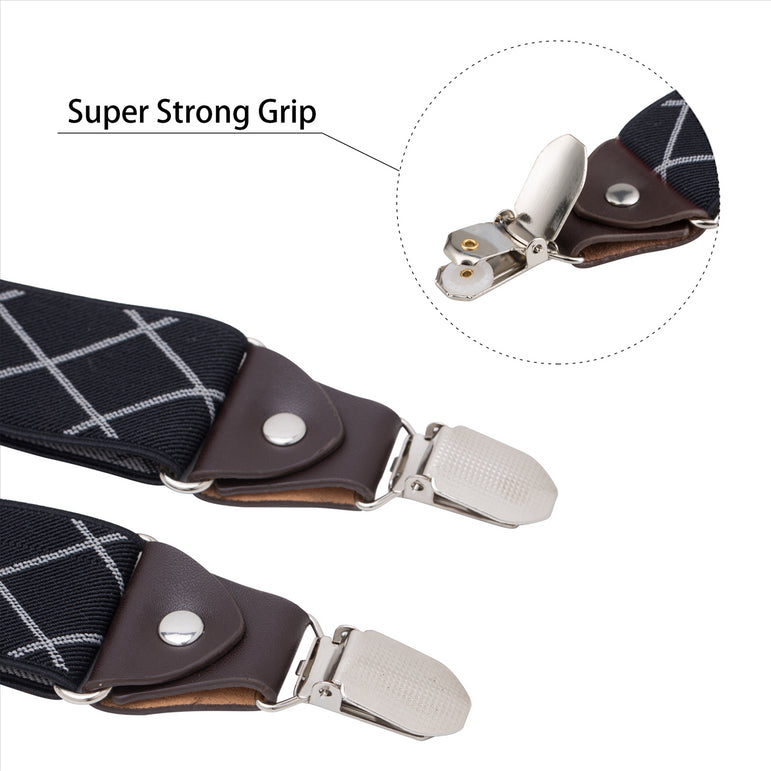 Buyless Fashion Suspenders for Men - 48" Elastic Adjustable Straps 1 1/4" - Y Shape