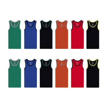 Buyless Fashion Boys Scoop Neck Tagless Undershirts Soft Cotton Tank Top (12 Pack)