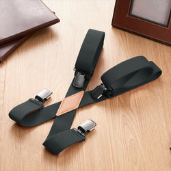 "Buyless Fashion Suspenders for Men - 48"" Adjustable Straps 1 1/4"" - X Back With Black Clips"