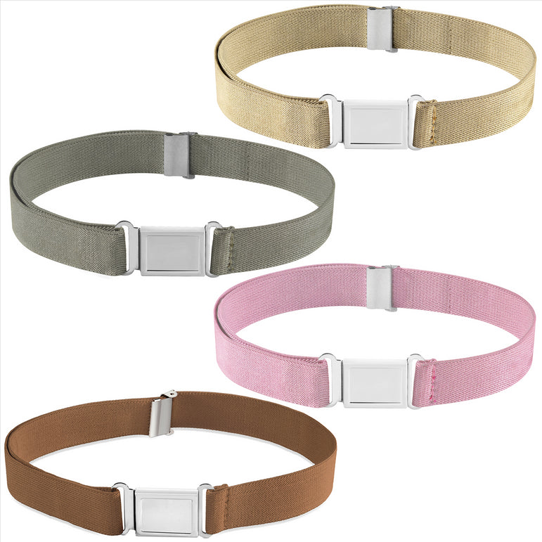 Buyless Fashion Kids Boys Toddler Adjustable Elastic Belt With Magnetic Buckle - 4 Pack