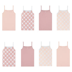 Buyless Fashion Girls Tagless Cami Scoop Neck Pink Polka Dot Undershirts Cotton Tank (8 Pack)