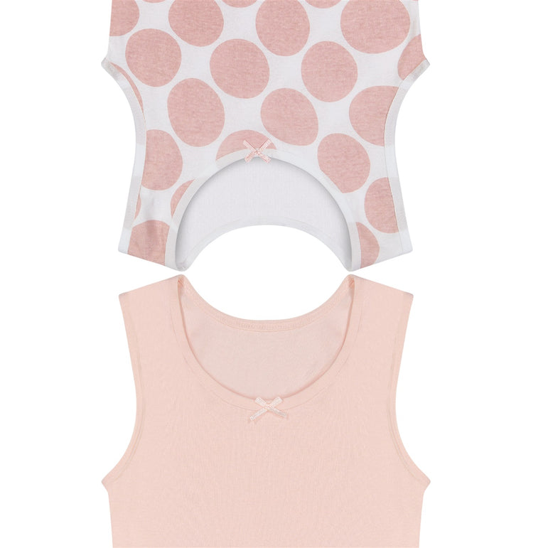 Buyless Fashion Girls Tagless Cami Scoop Neck Pink Polka Dot Undershirts Cotton Tank (8 Pack)