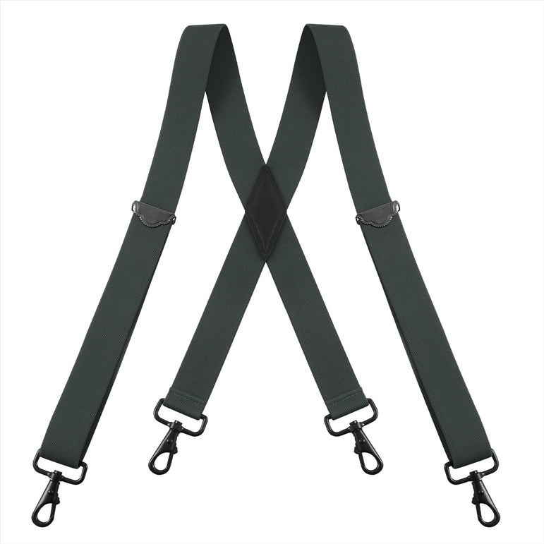 "Buyless Fashion Suspenders for Men - 48"" Adjustable Straps 1 1/4"" - X Back with Black Hooks"