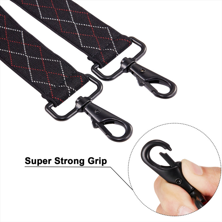 "Buyless Fashion Suspenders for Men - 48"" Adjustable Straps 1 1/4"" - X Back with Black Hooks"