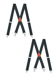 "Buyless Fashion Heavy Duty 2 Pack Suspenders for Men - 48"" Adjustable Straps 1 1/2"" - X Back with Strong Hooks"