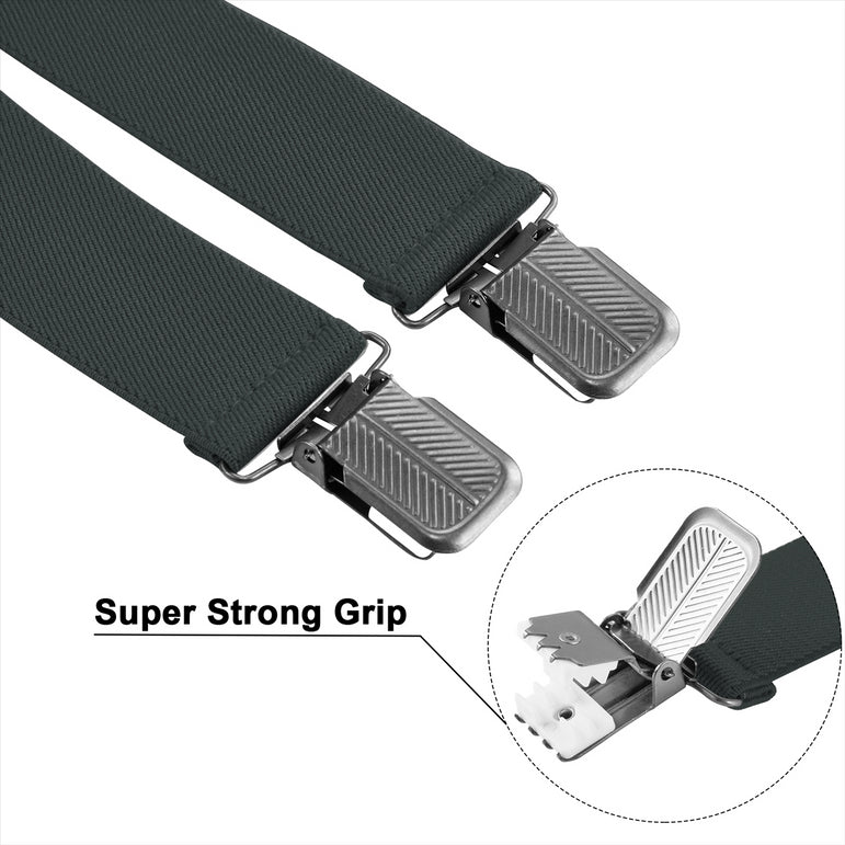 "Buyless Fashion Suspenders for Men - 48"" Adjustable Straps 1 1/4"" - X Back With Black Clips"