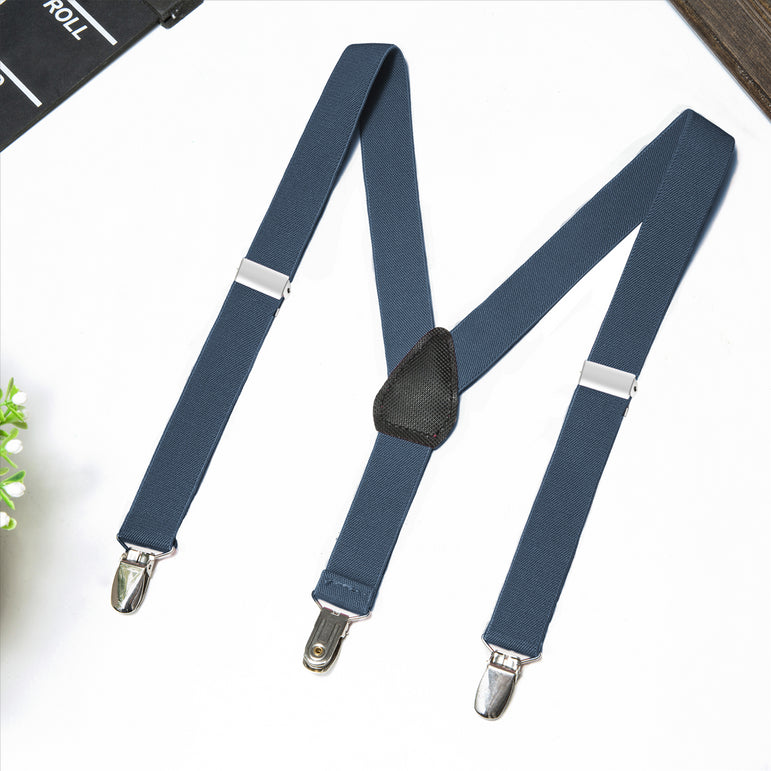 Buyless Fashion Adjustable Suspenders for Kids Toddlers Baby Elastic Solid Color 1 Inch - Y Back Design