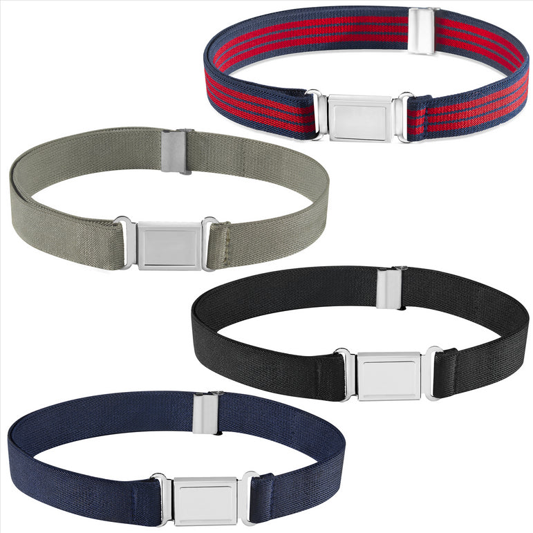 Buyless Fashion Kids Boys Toddler Adjustable Elastic Belt With Magnetic Buckle - 4 Pack