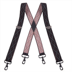 "Buyless Fashion Suspenders for Men - 48"" Adjustable Straps 1 1/4"" - X Back with Black Hooks"