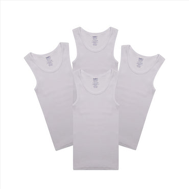 Buyless Fashion Boys Scoop Neck Tagless Undershirts Soft Cotton Tank Top (4 Pack)