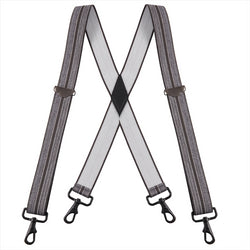 "Buyless Fashion Suspenders for Men - 48"" Adjustable Straps 1 1/4"" - X Back with Black Hooks"