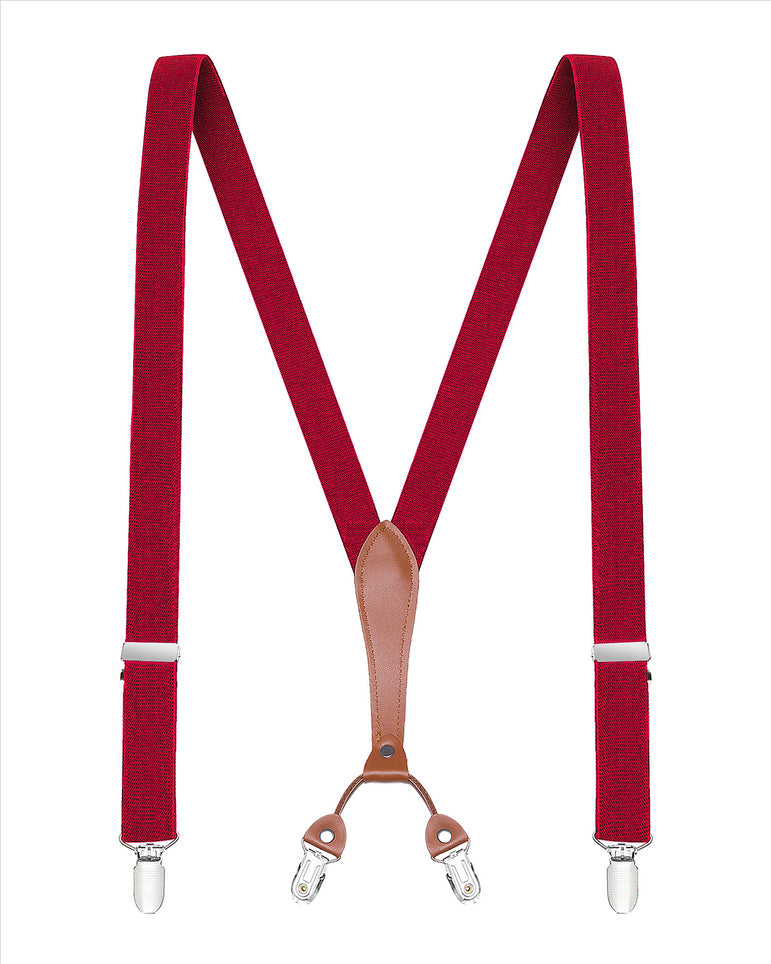 Buyless Fashion Men Suspenders - 48 Elastic Adjustable Straps 1 - Leather Y Shape Back