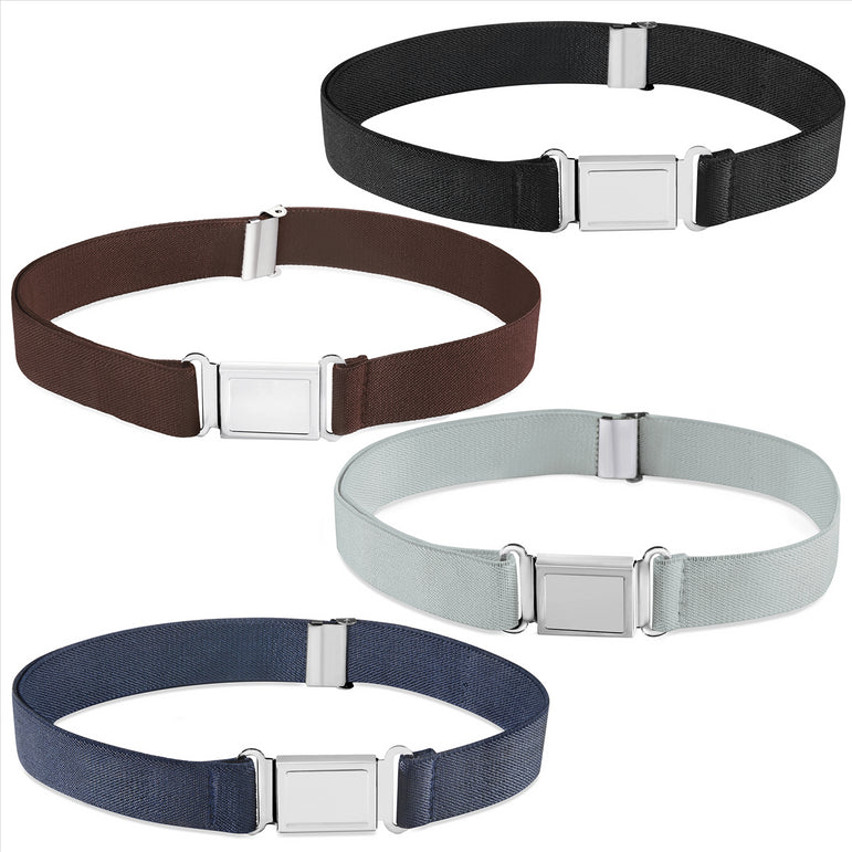 Buyless Fashion Kids Boys Toddler Adjustable Elastic Belt With Magnetic Buckle - 4 Pack