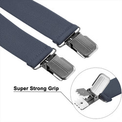 "Buyless Fashion Suspenders for Men - 48"" Adjustable Straps 1 1/4"" - X Back With Black Clips"