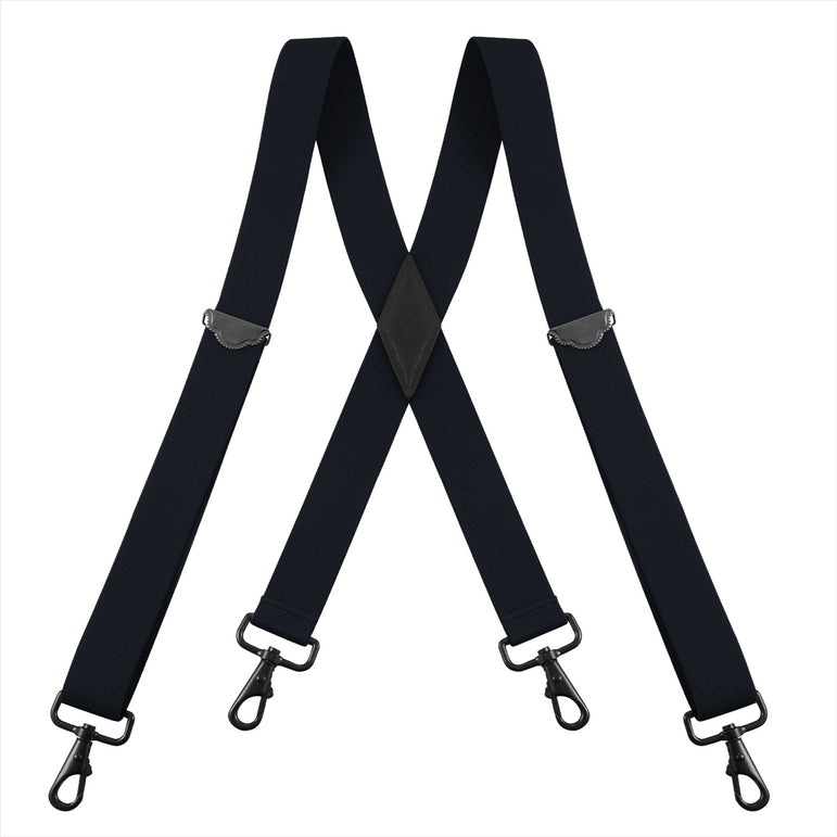 "Buyless Fashion Suspenders for Men - 48"" Adjustable Straps 1 1/4"" - X Back with Black Hooks"
