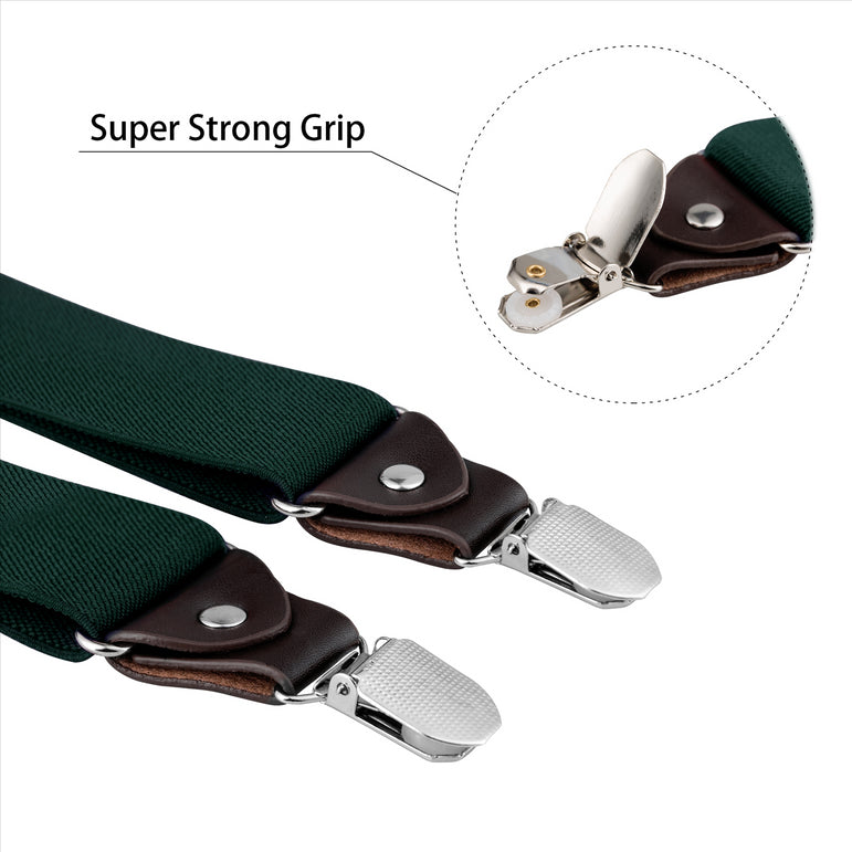 Buyless Fashion Suspenders for Men - 48" Elastic Adjustable Straps 1 1/4" - Y Shape