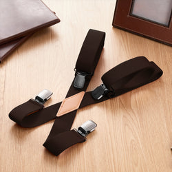 "Buyless Fashion Suspenders for Men - 48"" Adjustable Straps 1 1/4"" - X Back With Black Clips"