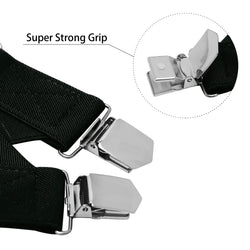 "Buyless Fashion Trucker 2 Pack Suspenders for Men - 48"" Elastic Adjustable Straps 1 1/4"" - X Back"