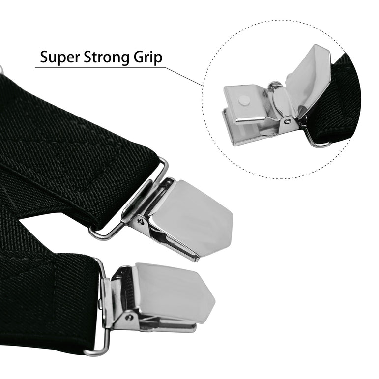 "Buyless Fashion Trucker 2 Pack Suspenders for Men - 48"" Elastic Adjustable Straps 1 1/4"" - X Back"