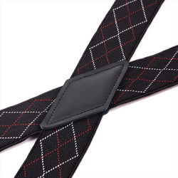 "Buyless Fashion Suspenders for Men - 48"" Adjustable Straps 1 1/4"" - X Back with Black Hooks"