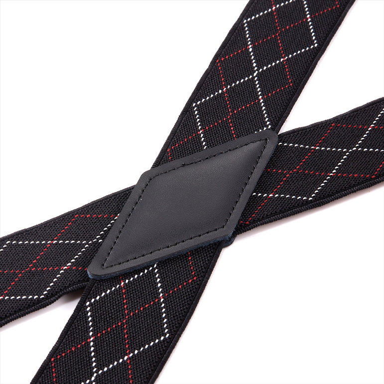 "Buyless Fashion Suspenders for Men - 48"" Adjustable Straps 1 1/4"" - X Back with Black Hooks"