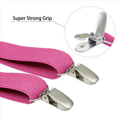 Buyless Fashion Adjustable Suspenders for Kids Toddlers Baby Elastic Solid Color 1 Inch - Y Back Design