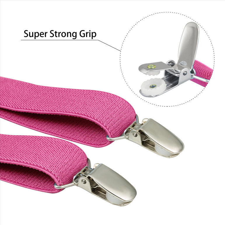 Buyless Fashion Adjustable Suspenders for Kids Toddlers Baby Elastic Solid Color 1 Inch - Y Back Design