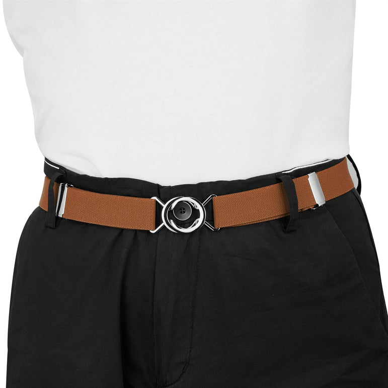 Buyless Fashion Kids Toddlers Baby Adjustable Elastic Stretch Belt with Silver Twisted Buckle