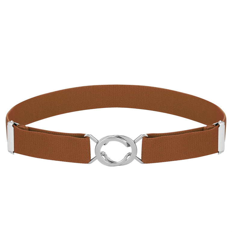 Buyless Fashion Kids Toddlers Baby Adjustable Elastic Stretch Belt with Silver Twisted Buckle