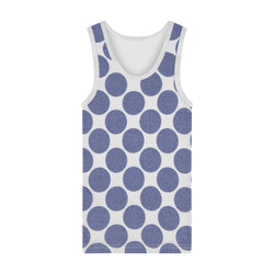 Buyless Fashion Boys Scoop Neck Tagless Undershirts Soft Cotton Blue Polka Dot Tank Top (8 Pack)