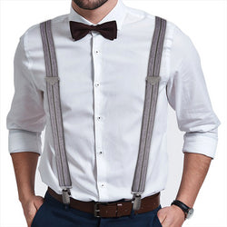 "Buyless Fashion Suspenders for Men - 48"" Adjustable Straps 1 1/4"" - X Back With Black Clips"