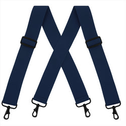 "Buyless Fashion Mens Suspenders - 48"" Elastic Adjustable Heavy Duty 2"" Wide - X Back With Black Hooks"