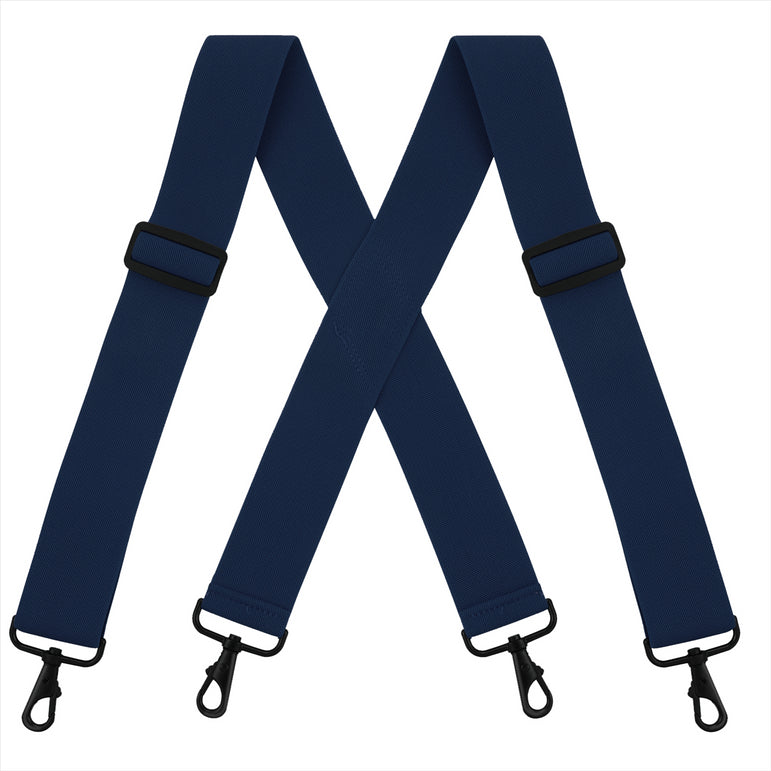 "Buyless Fashion Mens Suspenders - 48"" Elastic Adjustable Heavy Duty 2"" Wide - X Back With Black Hooks"