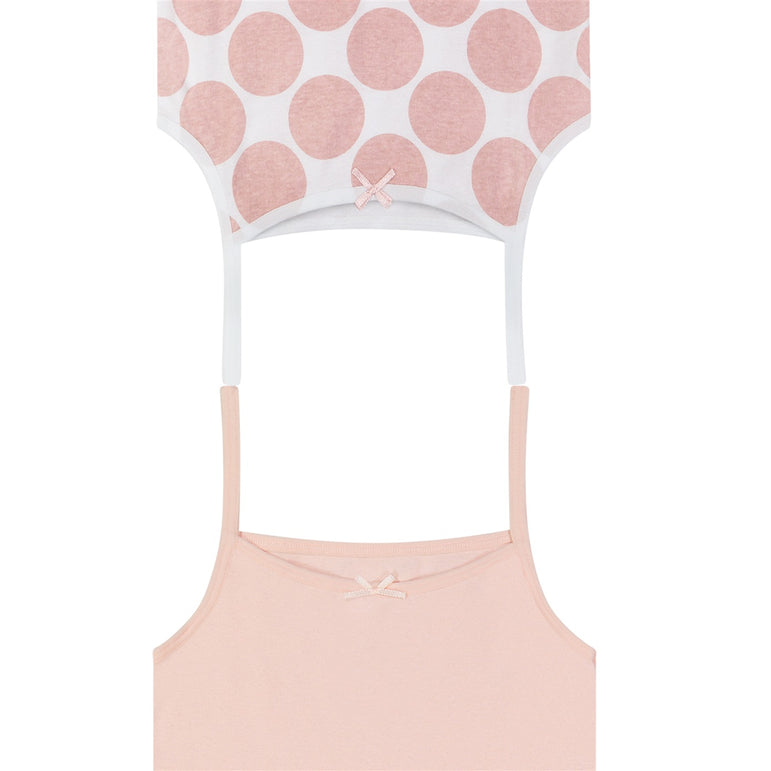 Buyless Fashion Girls Tagless Cami Scoop Neck Pink Polka Dot Undershirts Cotton Tank (8 Pack)