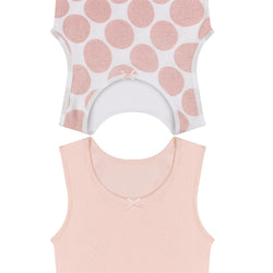 Buyless Fashion Girls Tagless Cami Scoop Neck Pink Polka Dot Undershirts Cotton Tank (8 Pack)