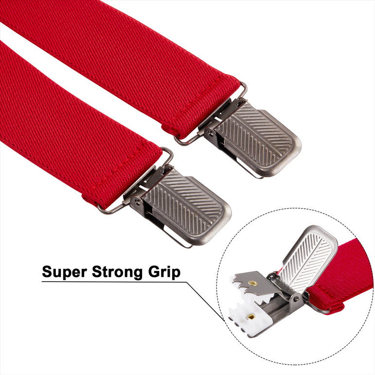 "Buyless Fashion Suspenders for Men - 48"" Adjustable Straps 1 1/4"" - X Back With Black Clips"