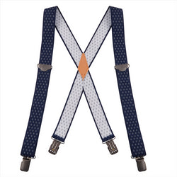 "Buyless Fashion Suspenders for Men - 48"" Adjustable Straps 1 1/4"" - X Back With Black Clips"