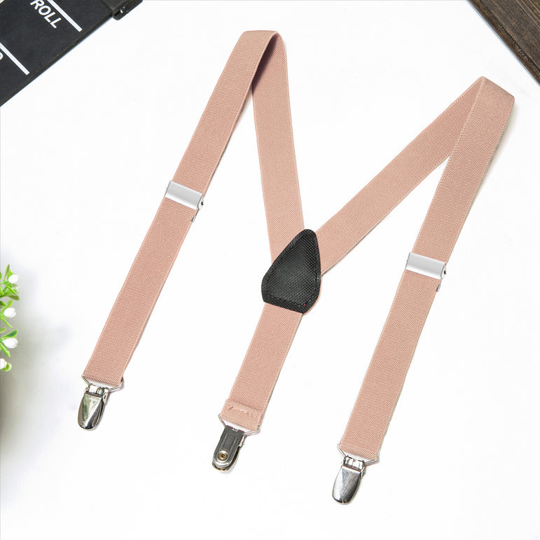 Buyless Fashion Adjustable Suspenders for Kids Toddlers Baby Elastic Solid Color 1 Inch - Y Back Design