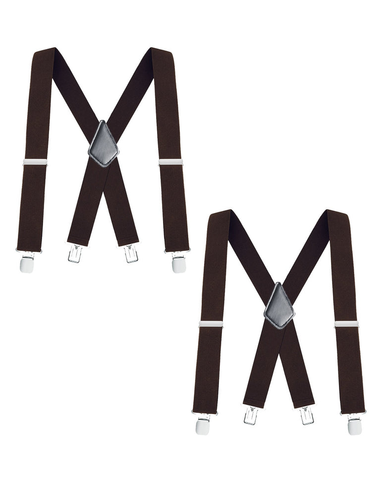"Buyless Fashion Mens 2 Pack Suspenders - 48"" Elastic Adjustable Heavy Duty 2"" Wide - X Back"
