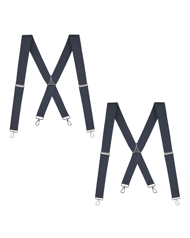 "Buyless Fashion 2 Pack Suspenders for Men - 48"" Elastic Adjustable Straps 1 1/4"" - X Back with Metal Hooks"