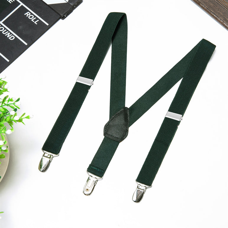 Buyless Fashion Adjustable 2 Pack Suspenders for Kids Toddlers Baby Elastic Solid Color 1 Inch - Y Back Design