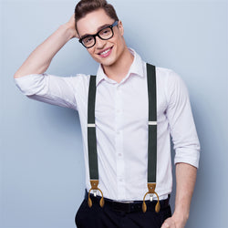 "Buyless Fashion 2 Pack Suspenders For Men - 48"" Adjustable Straps 1 1/4"" - Y Back With Clips And Buttons"