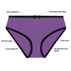 Buyless Fashion Girls Tagless Panties Soft Cotton Briefs Underwear With Colored Trim