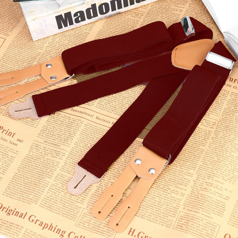 "Buyless Fashion Button End Logger Work 2 Pack Suspenders for Men - 48"" Adjustable Straps 1 1/4"" - X Shape"