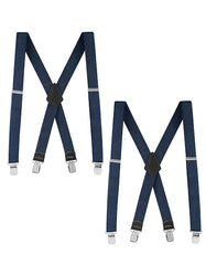 "Buyless Fashion Textured 2 Pack Suspenders for Men - 48"" Adjustable Straps 1 1/2"" - X Back with Metal Clips"