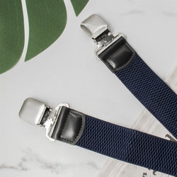 "Buyless Fashion Textured 2 Pack Suspenders for Men - 48"" Adjustable Straps 1 1/2"" - X Back with Metal Clips"