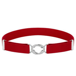 Buyless Fashion Kids Toddlers Baby Adjustable Elastic Stretch Belt with Silver Twisted Buckle